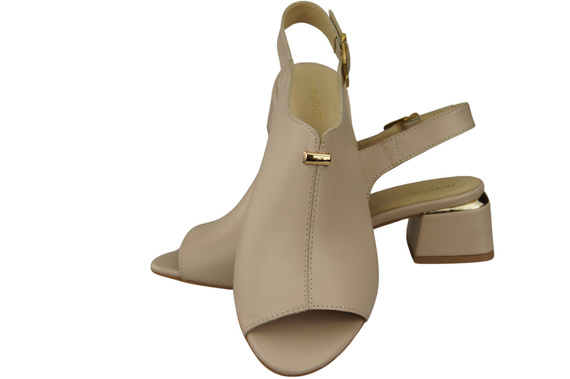Dámská obuv Sandály Cappuccino Světle zlatá přezka Přírodní kůže 198 ElitaBut