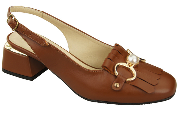 Dámská obuv Hnědé sandály zdobené třásněmi Přírodní kůže 208 ElitaBut