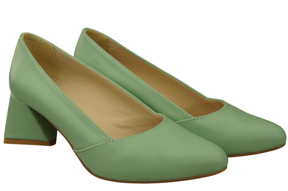 Dámské Lodičky Mátový Pravá Kůže Špičatá Špička Podpatek ElitaBut 221