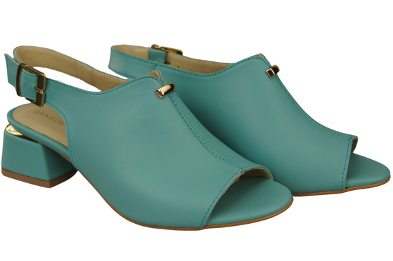 Dámská obuv Tyrkysové sandály se zlatou přezkou Přírodní kůže 198 ElitaBut