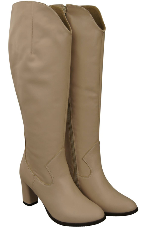 Stylová obuv Dámské kozačky Cappuccino Light On Stiletto přírodní kůže 211 ElitaBut