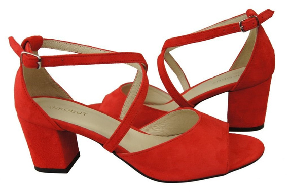 Dámská obuv Červené semišové kožené sandály 111 ElitaBut