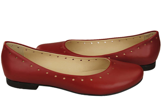 Dámské pohodlné baleríny z přírodní kůže Červená 162 ElitaBut