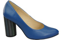 Dámská obuv Modré lodičky z přírodní kůže Ozdobný podpatek 194 ElitaBut