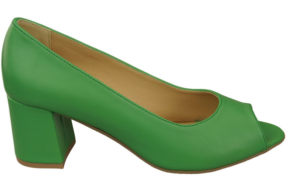 Dámská obuv PEEP TOE Lime pumps Přírodní kůže s potaženým podpatkem 192 ElitaBut