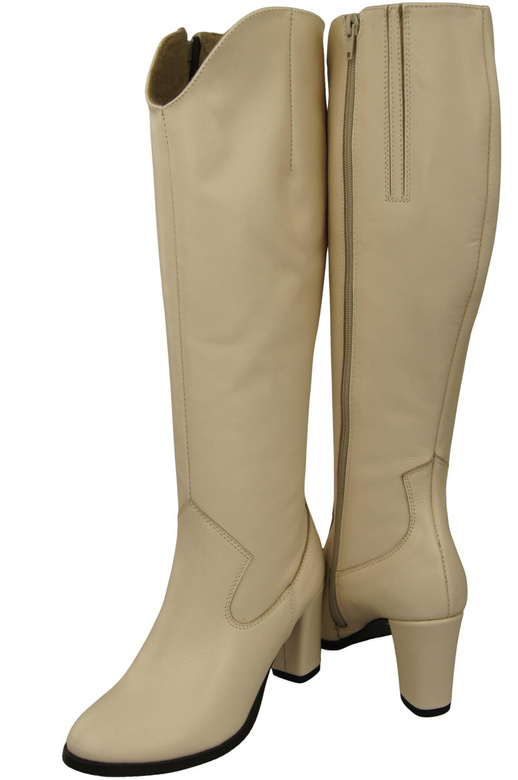 Stylová dámská obuv Béžové boty na podpatku Přírodní kůže 211 ElitaBut