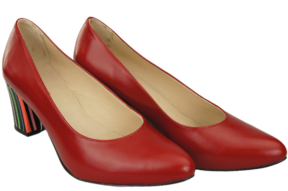 Dámská obuv Červené lodičky z přírodní kůže s ozdobným podpatkem 158 ElitaBut