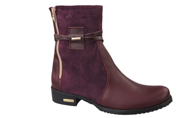 Dámská obuv Přírodní kůže Maroon kozačky 885 ElitaBut