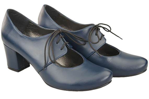 Obuv Dámské polobotky z přírodní kůže Námořnická modrá 161 ElitaBut