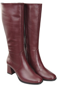 Pohodlné dámské boty Maroon Low Heel Natural Leather 212 ElitaBut