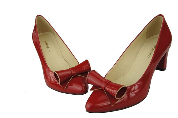 Dámská obuv Dámské kožené lodičky Červený lak 975 ElitaBut