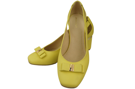 Boty Dámské kožené lodičky Lemon s ozdobným podpatkem 199 ElitaBut