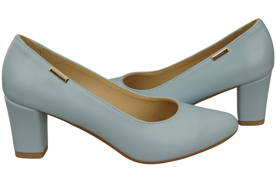 Klasická hladká obuv Dámské lodičky Light Blue in Natural Leather 213 ElitaBut