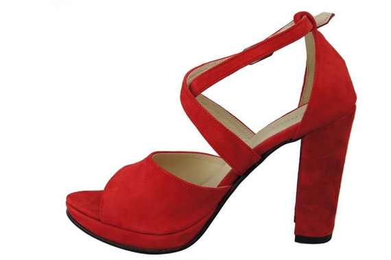 Dámská obuv Červené semišové kožené sandály 114 ElitaBut