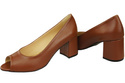 Dámská obuv PEEP TOE Brown Lodičky z přírodní kůže s potaženým podpatkem 192 ElitaBut