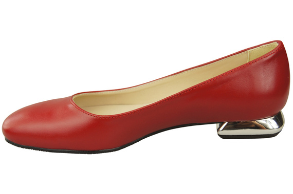 Plochá dámská obuv Červený ozdobný podpatek Přírodní kůže 209 ElitaBut