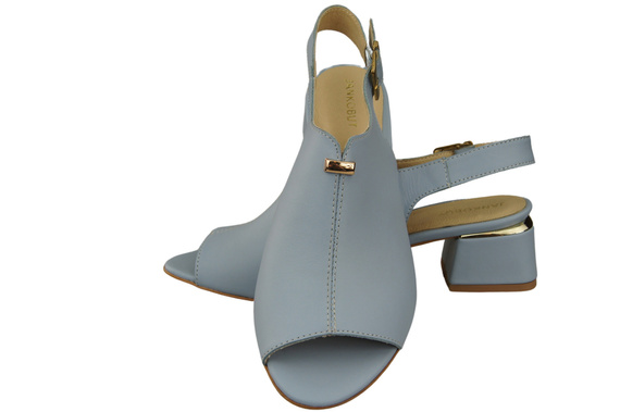 Dámská obuv Sandály Light Blue Gold Buckle Natural Leather 198 ElitaBut