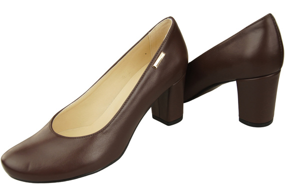 Obuv Classic Dámské čokoládové lodičky z přírodní kůže Almond Nose 201 ElitaBut