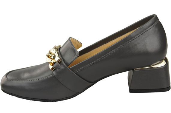 Dámské boty Graphite with Embellished Chain Moccasin pumps Přírodní kůže 193 ElitaBut