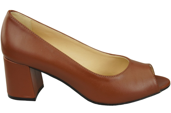 Dámská obuv PEEP TOE Brown Lodičky z přírodní kůže s potaženým podpatkem 192 ElitaBut