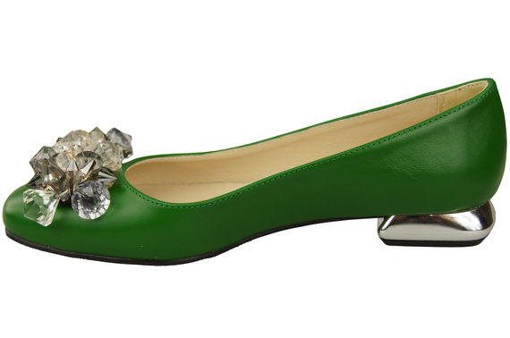 Dámské zelené lodičky s krystaly z přírodní kůže 216 ElitaBut