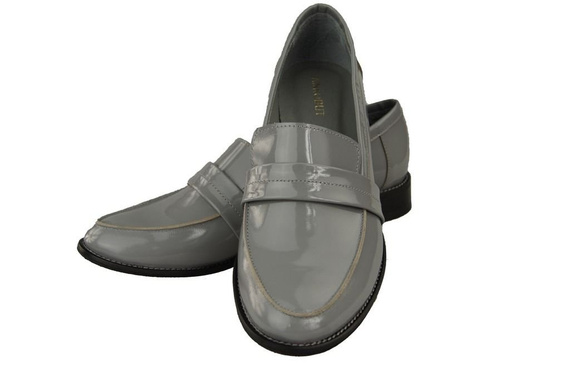 Obuv Dámské mokasíny z přírodní kůže Ash šedý lak 139 ElitaBut