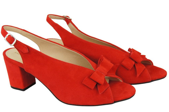 Dámská obuv Červené semišové kožené sandály 148 ElitaBut