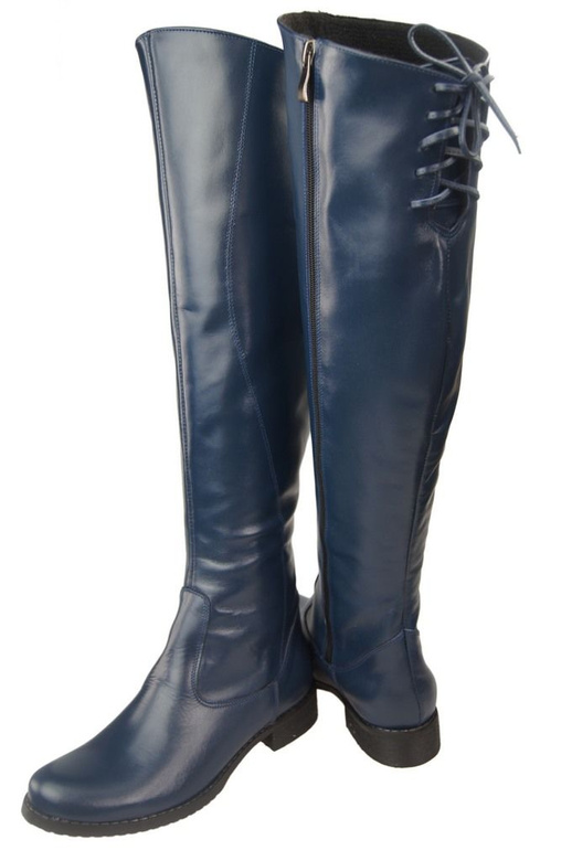 Dámské boty Navy blue Musketeers svršky nad kolena Natural leather 121 ElitaBut