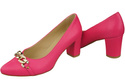 Klasické dámské boty Neon Pink Natural Leather pumps with Gold Ornamental Chain 200 ElitaBut