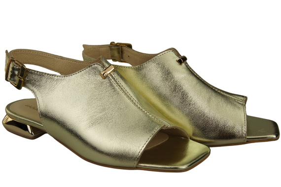 Pohodlná dámská obuv Zlaté sandály Plochý zlatý podpatek Přírodní kůže 207 ElitaBut