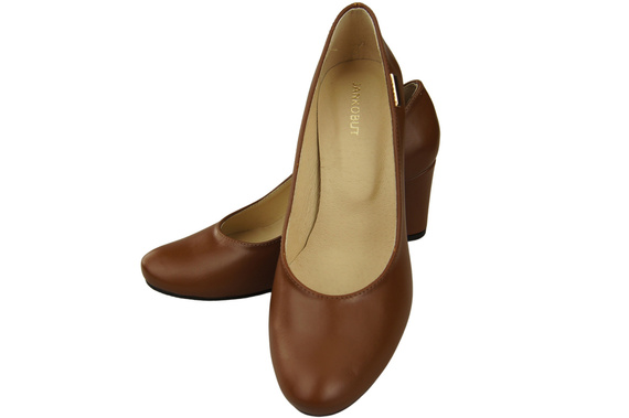 Dámská obuv Classic Brown Natural Leather Almond Nose pumps 201 ElitaBut
