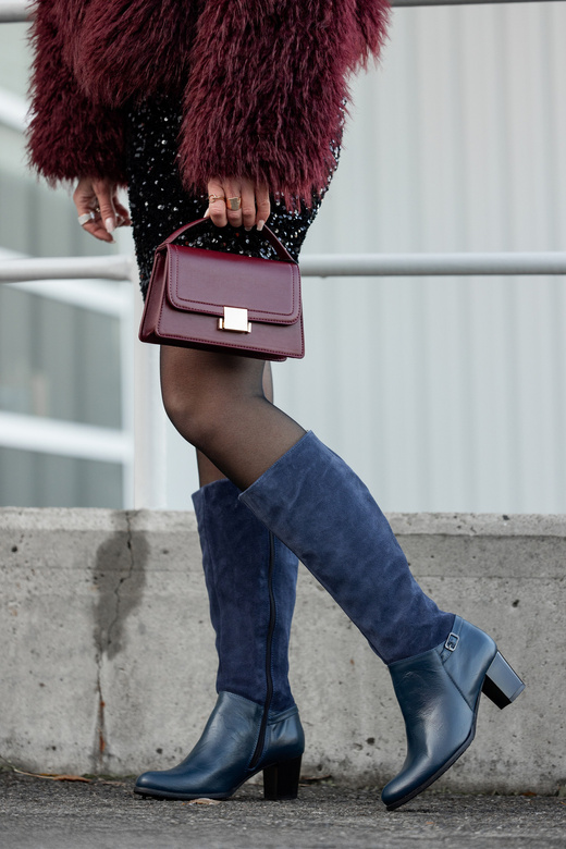 Obuv Dámské kozačky z přírodní kůže 101 navy blue ElitaBut