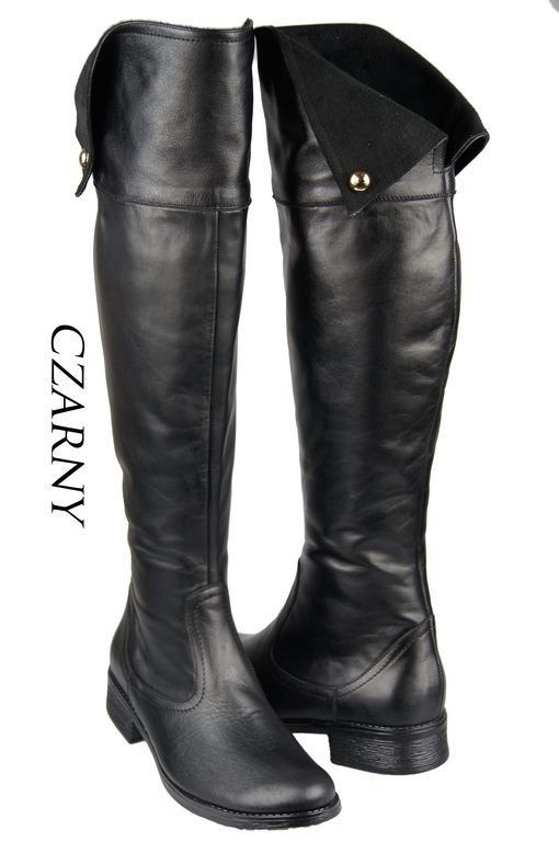 Dámská obuv Dámské kozačky Musketeers Black Vysoké svršky nad kolena z přírodní kůže 803 ElitaBut