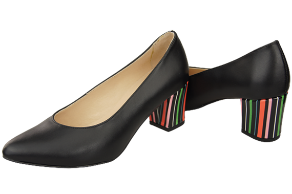 Dámská obuv Dámské lodičky černé přírodní kůže s ozdobným podpatkem 158 ElitaBut