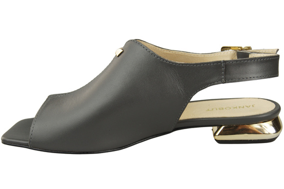 Pohodlné dámské sandály Graphite Flat Gold Heel Natural Leather 207 ElitaBut