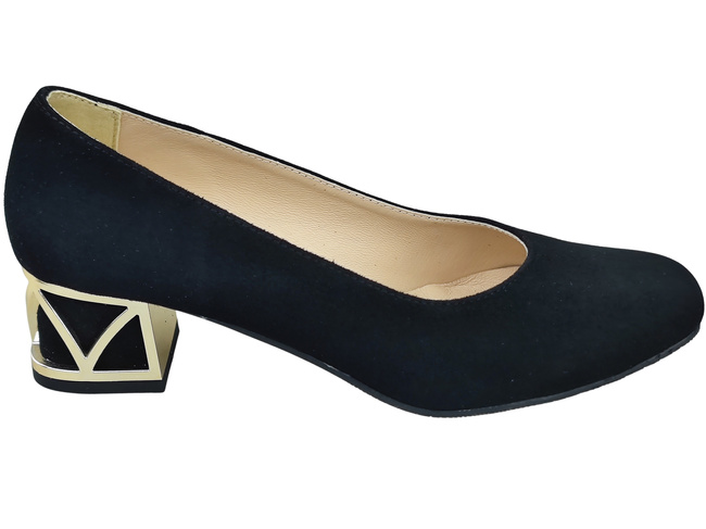 Pohodlné dámské boty Černé lodičky s ozdobným podpatkem Přírodní semišová kůže 219 Od ElitaBut