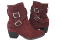 Dámské boty Boty Natural Leather Velour Maroon 119 ElitaBut