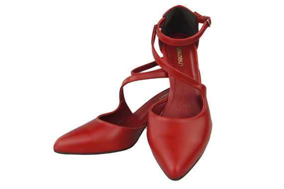 Dámská obuv Nízké sandály na podpatku Přírodní kůže Červená 990 ElitaBut