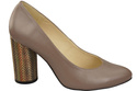 Dámská obuv Cappuccino Dark Natural Leather Color Embellished Heel 194 ElitaBut