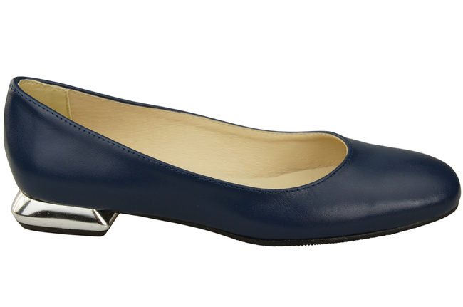 Plochá dámská obuv Navy Blue Decorative Heel Natural leather 209 ElitaBut