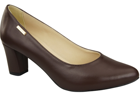 Klasické hladké boty Dámské čokoládové lodičky z přírodní kůže 213 ElitaBut