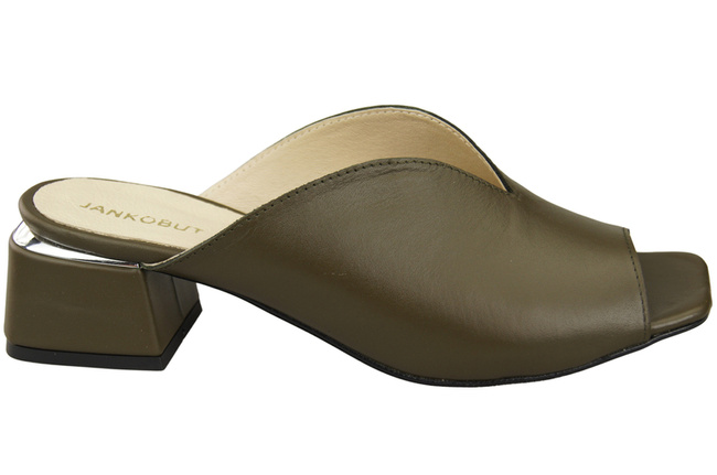 Dámská obuv Žabky na podpatku Olive Natural Leather 210 ElitaBut