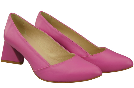Dámské Lodičky Fuchsie Pravá Kůže Špičatá Špička Podpatek ElitaBut 221