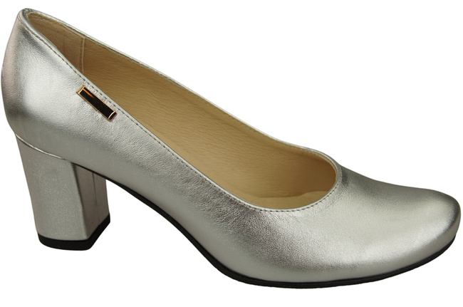 Dámské boty Classic Silver Natural Leather Almond Nose pumps 201 ElitaBut
