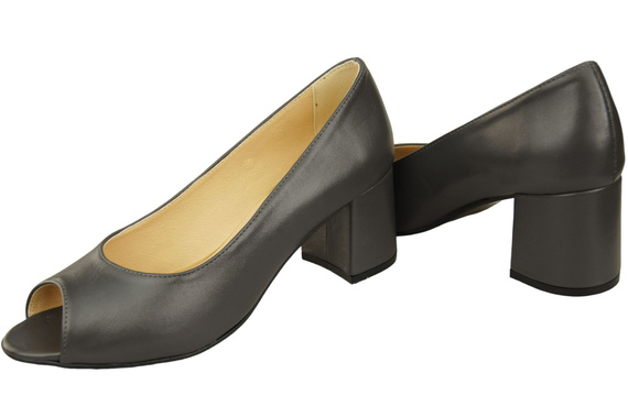 Dámská obuv PEEP TOE Graphite Lodičky z přírodní kůže s potaženým podpatkem 192 ElitaBut