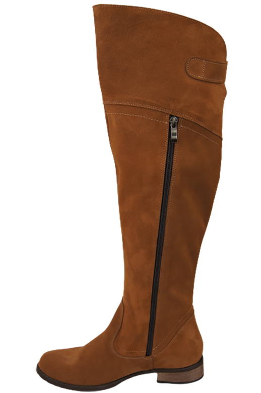 Dámské boty Caramel Musketeers Vysoké nad kolena z přírodní kůže Velour 154 ElitaBut