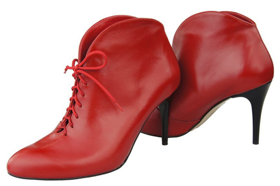 Obuv Dámské kozačky červené Jaro / podzim přírodní kůže 955 ElitaBut