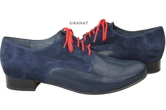 Dámské boty Šněrovací kozačky z přírodní kůže Navy blue 959 ElitaBut