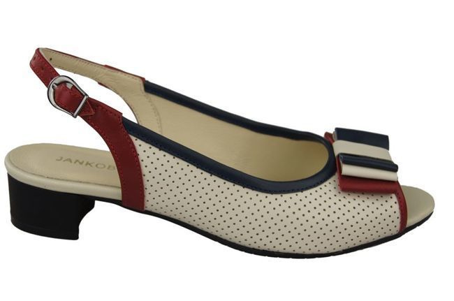 Dámská obuv Openwork Sandály z přírodní kůže Červená námořnická modř Béžová 731 ElitaBut
