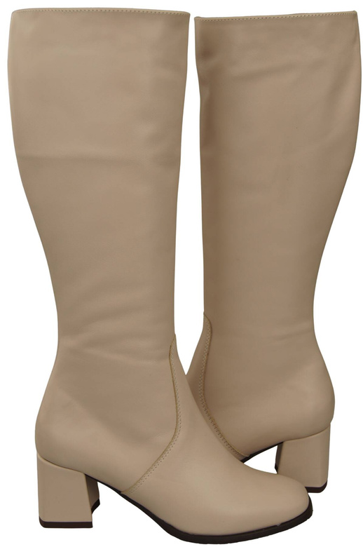 Pohodlné dámské boty Cappuccino Bright Low Heel Natural Leather 212 ElitaBut